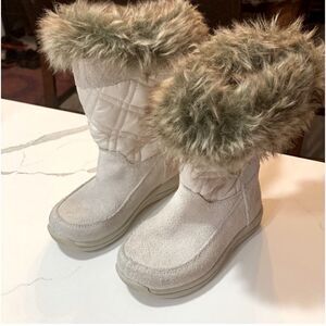 Timberland | Leather Faux Fur Girls White GV Cream Toddler Boots Size 7